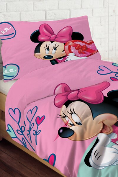 Minnie Hearts lányka ágyneműhuzat rózsaszín 140x200 cm