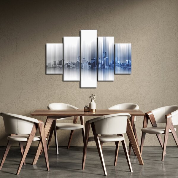 Kép - Panoráma a városra, kék-szürke (150x105 cm)