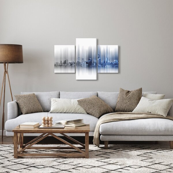 Kép - Panoráma a városra, kék-szürke (90x60 cm)