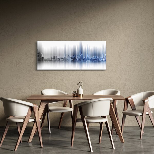 Kép - Panoráma a városra, kék-szürke (120x50 cm)