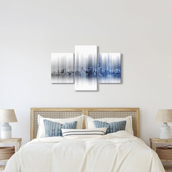 Kép - Panoráma a városra, kék-szürke (90x60 cm)