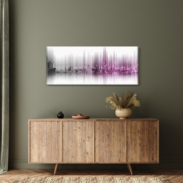 Kép - Panoráma a városra, rózsaszín-szürke (120x50 cm)
