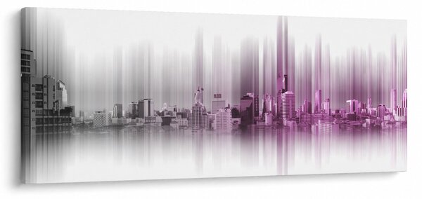 Kép - Panoráma a városra, rózsaszín-szürke (120x50 cm)