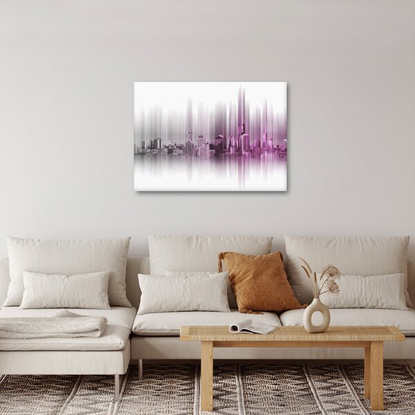 Kép - Panoráma a városra, rózsaszín-szürke (70x50 cm)
