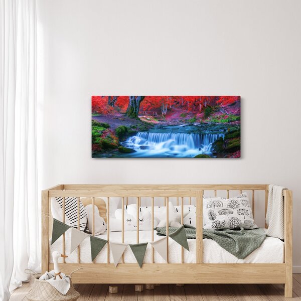Kép Vízesés egy vörös erdőben (120x50 cm)