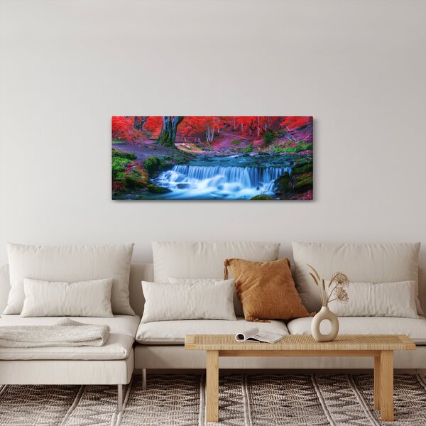 Kép Vízesés egy vörös erdőben (120x50 cm)