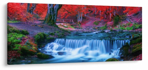 Kép Vízesés egy vörös erdőben (120x50 cm)