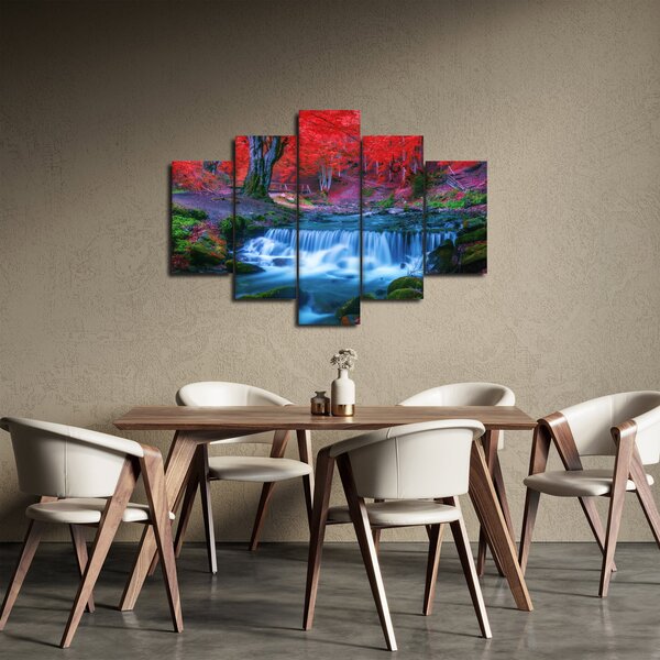 Kép Vízesés egy vörös erdőben (150x105 cm)