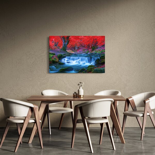 Kép Vízesés egy vörös erdőben (90x60 cm)