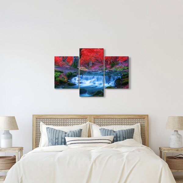 Kép Vízesés egy vörös erdőben (90x60 cm)