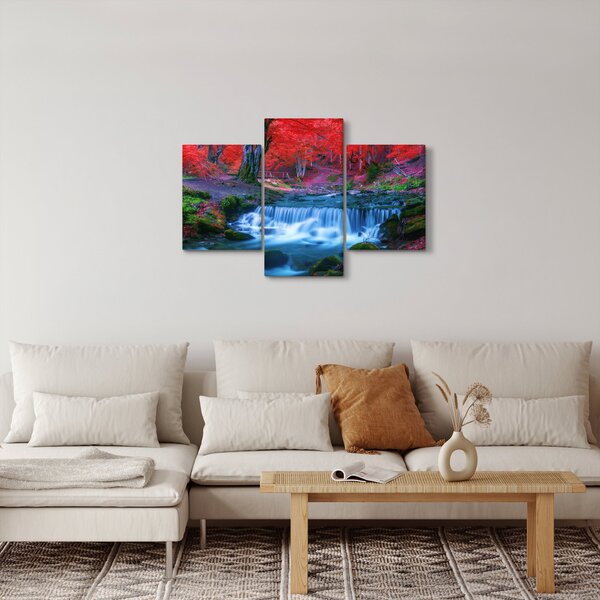Kép Vízesés egy vörös erdőben (90x60 cm)