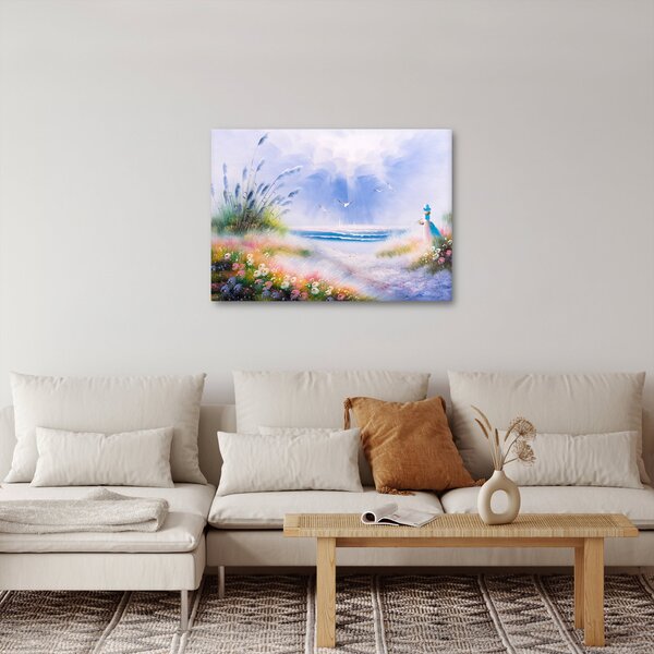 Kép - romantikus tengerpart, olajfestmény (70x50 cm)