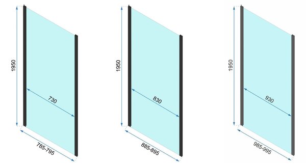 Rea Rapid Slide, 3 falas zuhanykabin tolóajtóval 110 (ajtó) x 100 (fal) x 195 cm, 6mm átlátszó üveg, arany matt profil, KPL-04712