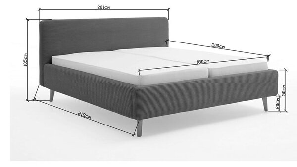Bézs kárpitozott franciaágy ágyrács nélkül 180x200 cm Mattis Cord – Meise Möbel