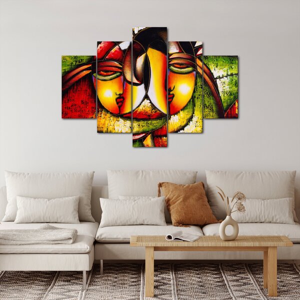 Kép - olajfestmény, absztrakt arcok (150x105 cm)