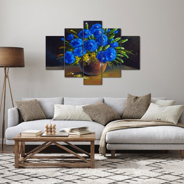 Kék virágok képe egy vázában (150x105 cm)