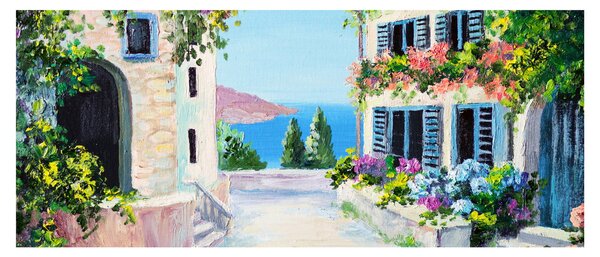 Kép - görög utca, olajfestmény (120x50 cm)