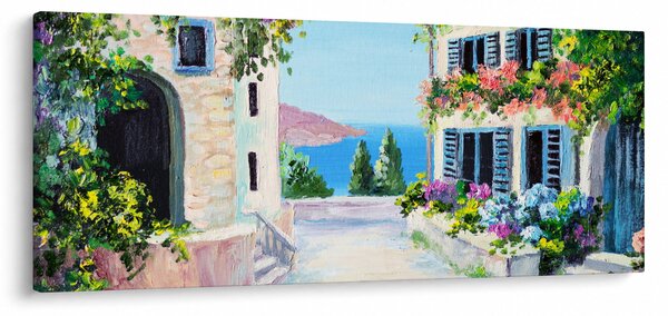 Kép - görög utca, olajfestmény (120x50 cm)
