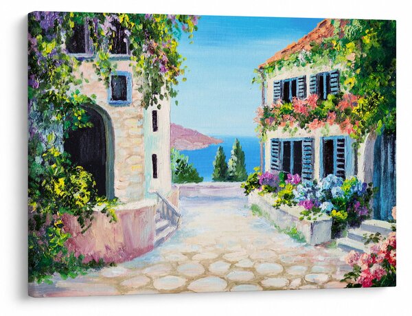 Kép - görög utca, olajfestmény (70x50 cm)