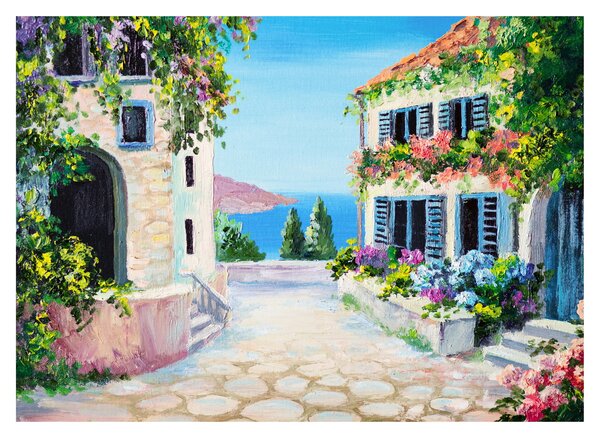 Kép - görög utca, olajfestmény (70x50 cm)