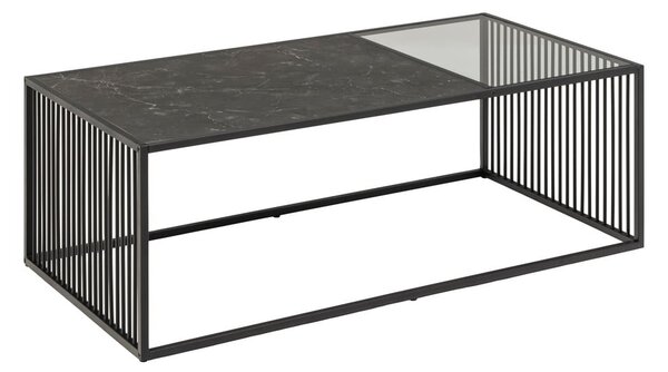 Fekete dohányzóasztal üveg asztallappal 60x120 cm Strington – Actona