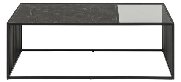 Fekete dohányzóasztal üveg asztallappal 60x120 cm Strington – Actona