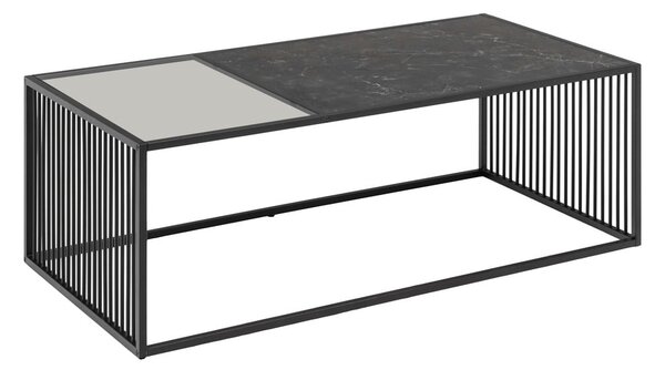 Fekete dohányzóasztal üveg asztallappal 60x120 cm Strington – Actona