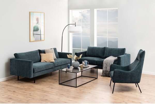 Fekete dohányzóasztal üveg asztallappal 60x120 cm Strington – Actona