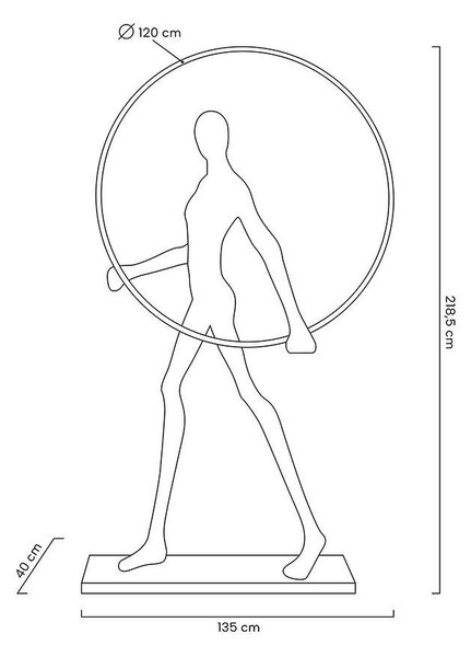 King Home Human Round LED Állólámpa Üvegszálas Fekete Művészi
