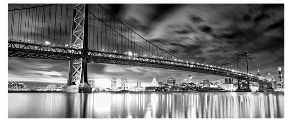 Kép - Benjamin Franklin híd, Philadelphia, fekete-fehér (120x50 cm)