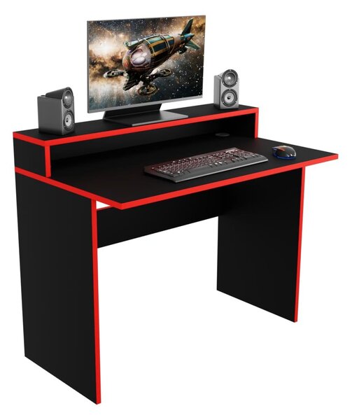 Gamer PC asztal Adapt (fekete + piros) (világítás nélkül)