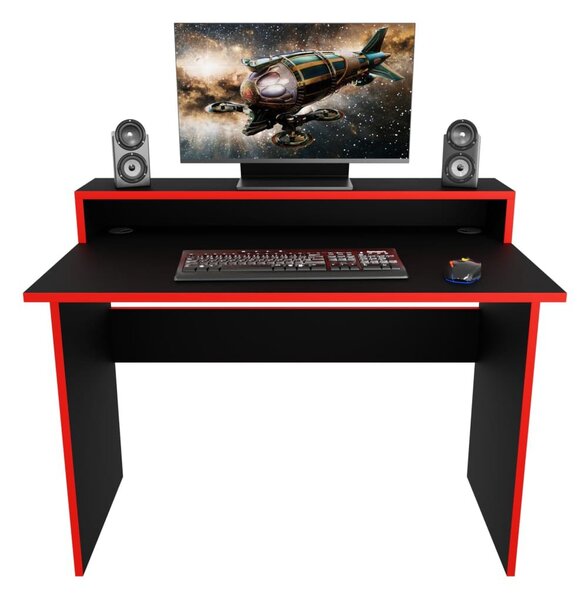 Gamer PC asztal Adapt (fekete + piros) (világítás nélkül)