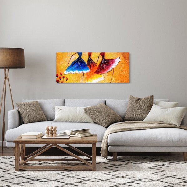Kép - olajfestmény, balerinák (120x50 cm)