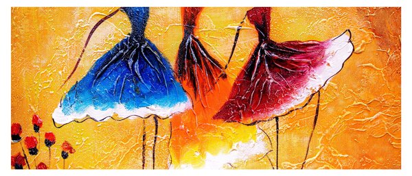 Kép - olajfestmény, balerinák (120x50 cm)