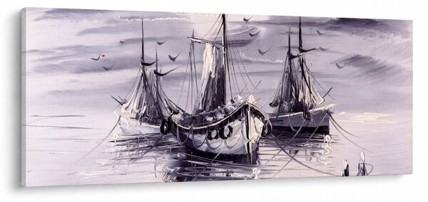 Kép - kikötő, olajfestmény (120x50 cm)
