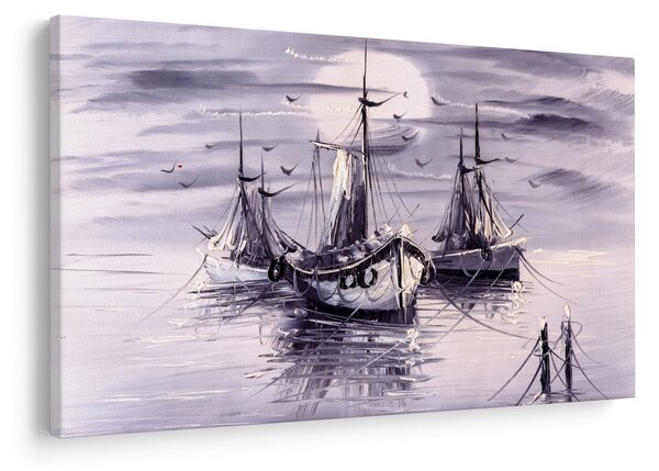 Kép - kikötő, olajfestmény (90x60 cm)