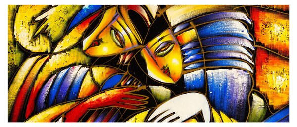 Kép - olajfestmény, szerelmesek (120x50 cm)