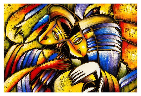 Kép - olajfestmény, szerelmesek (90x60 cm)