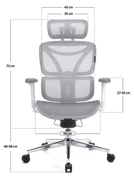 Professzionális irodai szék / forgószék / főnöki szék LVN System Control Pro fehér LV0657