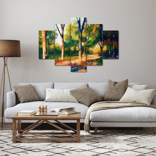 Erdő képe a nyári napsütésben, festmény (150x105 cm)