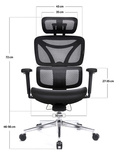 Professzionális irodai szék / forgószék / főnöki szék LVN System Control Pro fekete LV0656