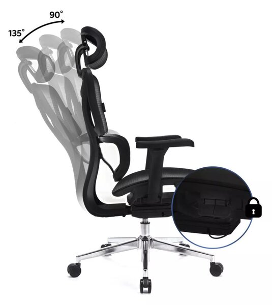Professzionális irodai szék / forgószék / főnöki szék LVN System Control Pro fekete LV0656