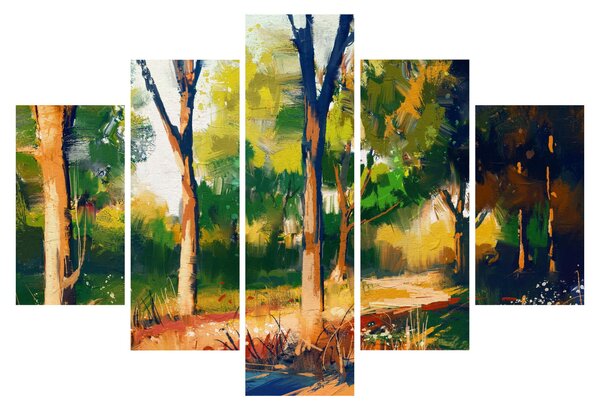 Erdő képe a nyári napsütésben, festmény (150x105 cm)