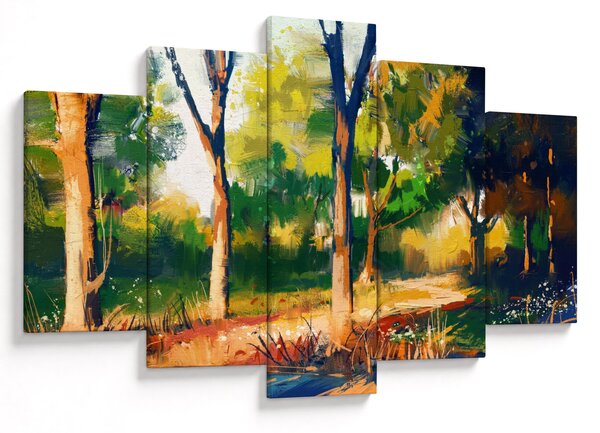 Erdő képe a nyári napsütésben, festmény (150x105 cm)