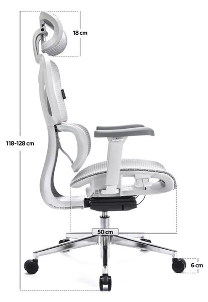 Professzionális irodai szék / forgószék / főnöki szék LVN System Control Pro fehér LV0657