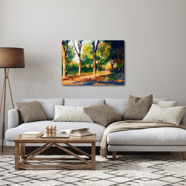 Erdő képe a nyári napsütésben, festmény (70x50 cm)