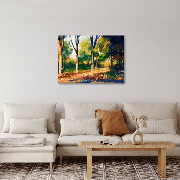 Erdő képe a nyári napsütésben, festmény (70x50 cm)