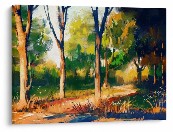 Erdő képe a nyári napsütésben, festmény (70x50 cm)