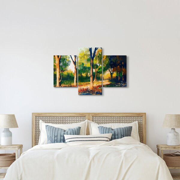 Erdő képe a nyári napsütésben, festmény (90x60 cm)