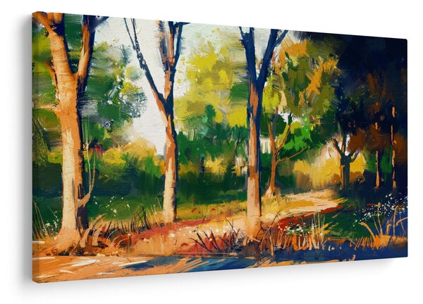 Erdő képe a nyári napsütésben, festmény (90x60 cm)